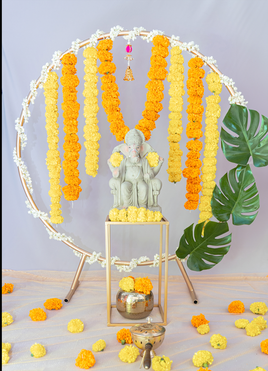 Festive Marigold and Jasmine Backdrop