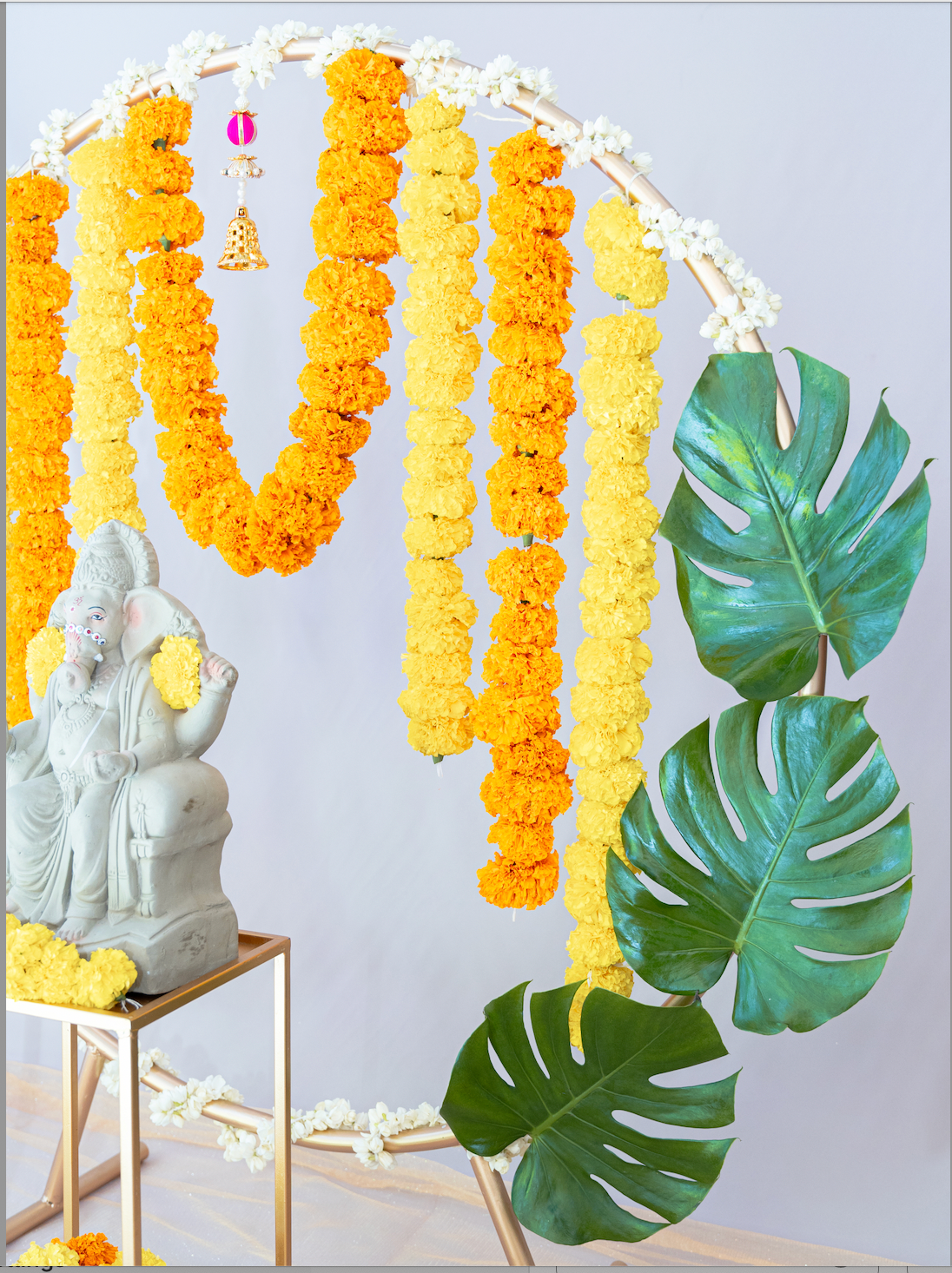 Festive Marigold and Jasmine Backdrop